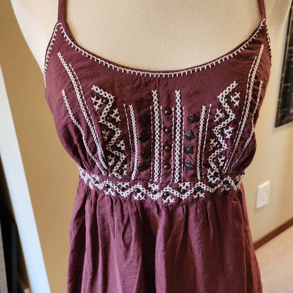 Vintage, Warehouse One, Burgundy Tank Top | Retro Style, Brass Buttons,  M, Boho